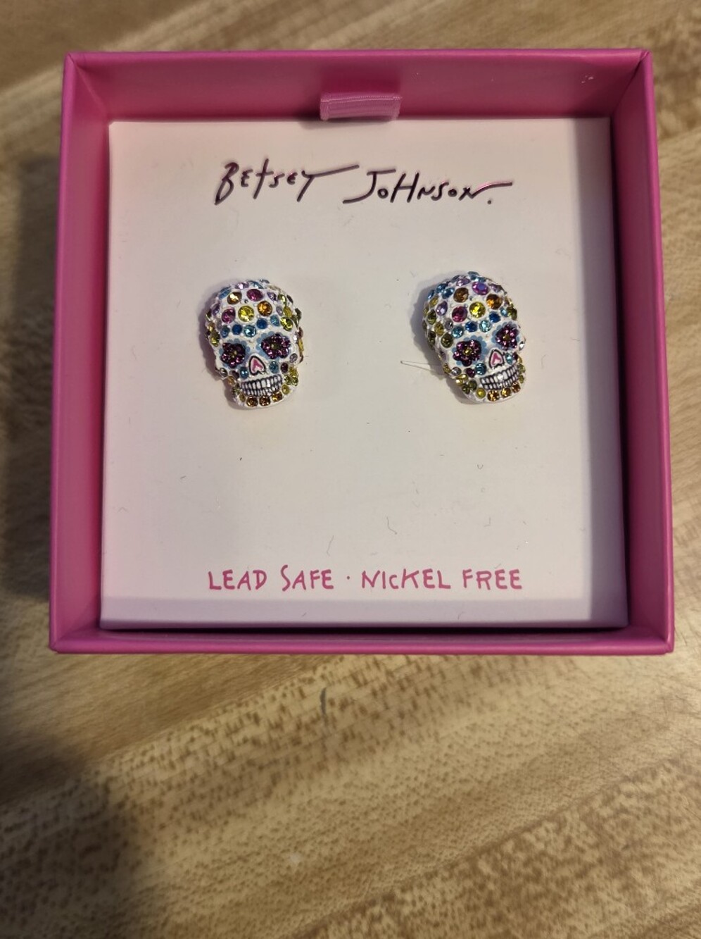 Betsey Johnson NWT Sugar Skull Stud Earrings NIB